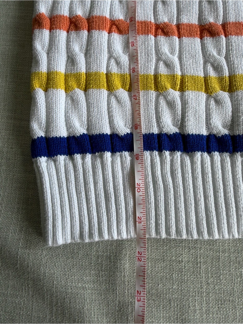 Polo Ralph Lauren Julianna White Striped Cable Knit Sweater Cotton Size Small - Picture 11 of 11